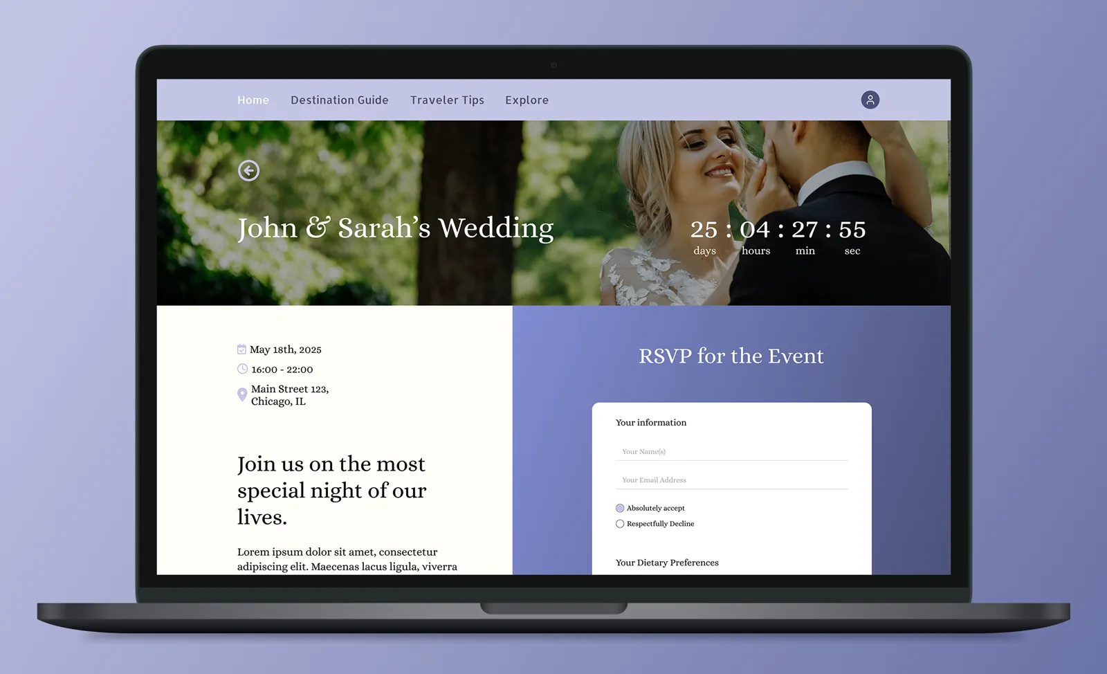 The event page with RSVP